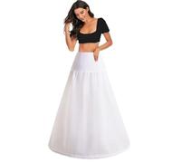 Women's Petticoat Underskirt Crinoline A-Line 1 Hoop Underskirt Wedding Crinoline Skirt Half Slips Shaping Floor Length Petticoat for Prom Dress Ball Gown Wedding Bridal Dress(White,12)