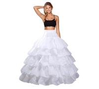 Women's Petticoat Underskirt Crinoline Wedding Petticoat 4 Hoop 5 Flouncing Underskirt Wedding Crinoline Skirt Half Slips Shaping a line Retro Petticoat for Wedding Dress Prom Dress Petticoat White
