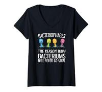 Womens Phages Reason Why Bacteriums Never Go Viral Bacteriophage V-Neck T-Shirt