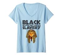 Women's Pharaoh Black History Didn't Start with Slavery V-Neck T-Shirt