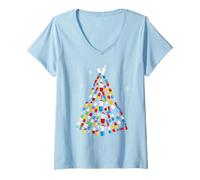 Womens Pharmacy Pill Christmas Tree Decoration Pharmacist V-Neck T-Shirt
