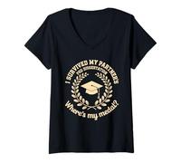 Womens PhD Dissertation Doctorate Graduation Husband V-Neck T-Shirt