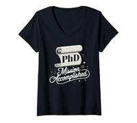 Womens PhD Mission Accomplished Doctorate PhD Graduation V-Neck T-Shirt