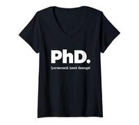 Womens PhD (Permanent Head Damage) V-Neck T-Shirt