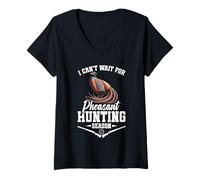 Womens Pheasant Hunter Slayer Can´t Wait Pheasant Hunting V-Neck T-Shirt