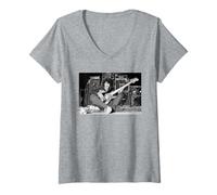 Womens Phil Lynott Thin Lizzy Recording Thunder and Lightning 1982 V-Neck T-Shirt