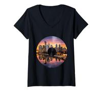Women's Philadelphia Pennsylvania Vinyl V-Neck T-Shirt