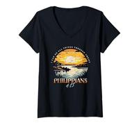 Womens Philippians 4:13 I Can Do All Things Through Christ V-Neck T-Shirt