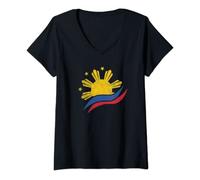 Womens Philippine Flag Shirt Filipino Filipina Pinoy Pride Clothing V-Neck T-Shirt