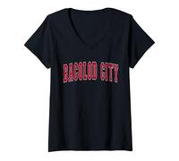 Womens Philippines Lover Proud Filipino Souvenir Bacolod City V-Neck T-Shirt