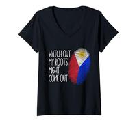 Women's Philippines Roots Filipino DNA Pinoy V-Neck T-Shirt