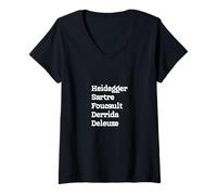 Womens Philosophers: Heidegger Sartre Foucault Derrida Deleuze V-Neck T-Shirt