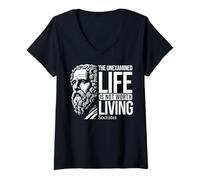Womens Philosophy Socrates Quote for Wise Philosphers V-Neck T-Shirt