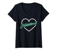Women's Phlebotomist Heart Blood Draw Tech Love Phlebotomy V-Neck T-Shirt