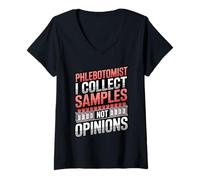 Womens Phlebotomist I Collect Samples Not Opinions Clinical Lab V-Neck T-Shirt