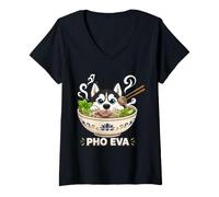 Women's Pho Eva Husky Dog Noodle Bowl Kawaii V-Neck T-Shirt