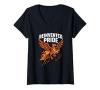 Women's Phoenix Freedom Strength and Rising from Ashes Rebirth Renew V-Neck T-Shirt