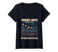 Womens Phoenix Lights UFO V Shaped Flying Saucer Alien V-Neck T-Shirt