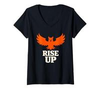 Women's Phoenix Rebirth Rising from Ashes Resilience V-Neck T-Shirt