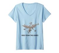 Womens Phoenix Rise from The Ashes Inspirational Quotes Graphic V-Neck T-Shirt