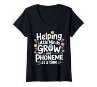 Womens Phoneme Educator Phonological Reading Teacher V-Neck T-Shirt
