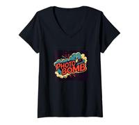 Womens Photo Bomb Madness for Instant Laughs V-Neck T-Shirt