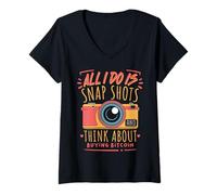 Womens Photograhy Snap Shots and Buying Bitcoin Cryptocurrency V-Neck T-Shirt