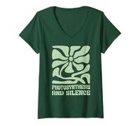 Women's Photosynthesis and Silence Boho Floral Gardening Distressed V-Neck T-Shirt