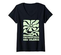 Women's Photosynthesis and Silence Boho Floral Plant Gardening Nerdy V-Neck T-Shirt