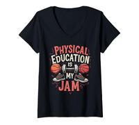 Women's Physical Education Teacher Physical Education is My Jam V-Neck T-Shirt