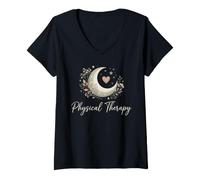 Women's Physical Therapy Script Heart PT Therapist Design V-Neck T-Shirt