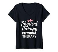 Women's Physical Therapy Script Heart PT Therapist Design V-Neck T-Shirt