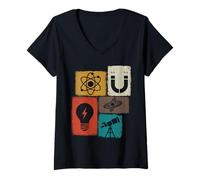 Women's Physicist Vintage Collage Physics V-Neck T-Shirt