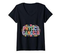 Womens Physics Gangsta Nerdy Science Student Knowledge - V-Neck T-Shirt