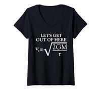 Women's Physics Joke Escape Velocity Funny Science V-Neck T-Shirt