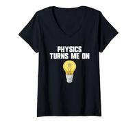 Women's Physics Joke Physics Turn Me On Men's Funny Science V-Neck T-Shirt
