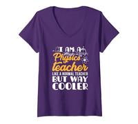 Women's Physics Teacher Professor School - Cool Physics Teacher V-Neck T-Shirt, Purple, Large