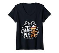 Women's Pi Day I Love Pi Did Someone Say Pie Brain V-Neck T-Shirt