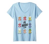 Women's Pi Day Pie Menu 3.14 Symbol Mathematics Teacher Math Lover V-Neck T-Shirt