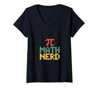 Womens Pi Math Nerd Retro Classroom STEM Algebra V-Neck T-Shirt