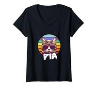 Womens PIA - Beautiful girl name with a cool funny Cat V-Neck T-Shirt