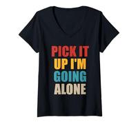 Womens Pick It Up I'm Going Alone Euchre Player V-Neck T-Shirt
