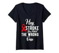 Womens Picked The Wrong One Red Stroke Awareness Stroke Survivor V-Neck T-Shirt