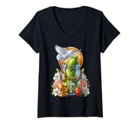 Women's Pickle Cucumber Dill Coquette Christian Cross Heart Dove V-Neck T-Shirt