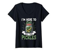 Women's Pickle Lover Cucumber Vegetable Pickles Vegan V-Neck T-Shirt