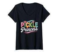 Womens Pickle Princess Dill Cucumber Pickling Funny Pickle V-Neck T-Shirt