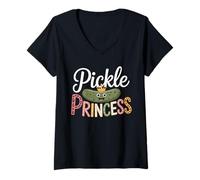 Womens Pickle Princess Dill Pickling Funny Pickles Cucumber V-Neck T-Shirt