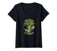 Women's Pickleball Because Murder is Wrong Funny Player V-Neck T-Shirt