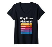 Women's Pickleball Enthusiast Partner Excuses Chart Joke Design V-Neck T-Shirt