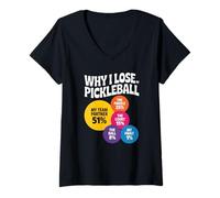 Women's Pickleball Excuses Chart for Paddle Court Player Humor V-Neck T-Shirt